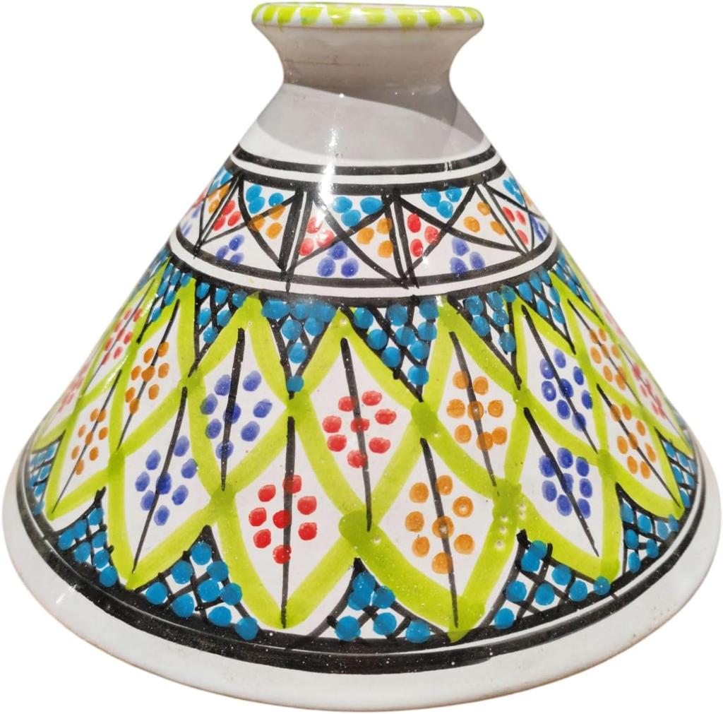 Ručně vyráběný tuniský zelený tagine – Tradiční keramické nádobí do trouby a na oheň – 22 cm, Ideální na ryby, drůbež, maso a zeleninu