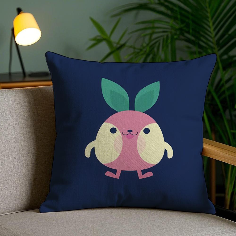 Cute Animal Cushion Cover Plush Fabric Soft Double-Sided Printed Invisible Zipper Sofa Pillow Case Home Decor