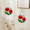 Red Flowers Stained Acrylic Window Hanging, Red Poppy Acrylic Window Decor Stained Panel Hangings Wall Art Decor for Easter All Seasons Home