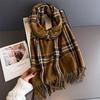 Elegants Classics Plaid Designer Winter Warm Scarf Women Luxury Neckerchief Cashmere Shawl Blanket Wrap Pashmina Tassel Lady