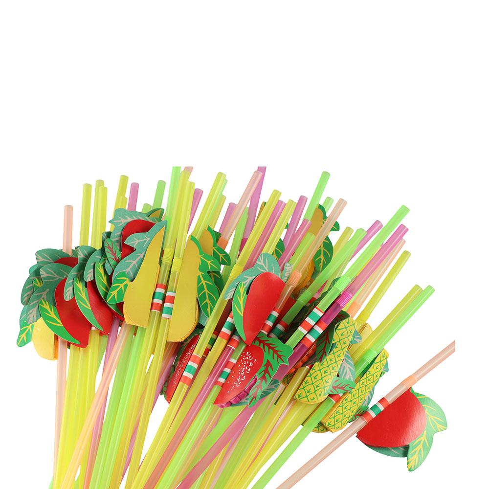 Straw Plastic for Fashion Party Pool Paper Decoration Assorted Cocktail Fruit Straws Drinking