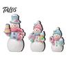 Christmas Village Display Pieces 3Pcs Wooden Tabletop Decor, Cute Snowman Gingerbread Man Figurines, Festive Figures Table Centerpiece, Rustic