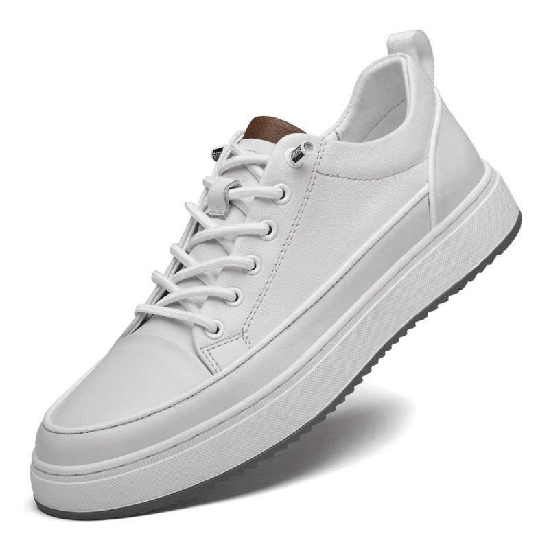 Men s Korean Style Casual White Leather Sneakers - Trendy Low-Top Fall Fashion Shoes Size 41 белый