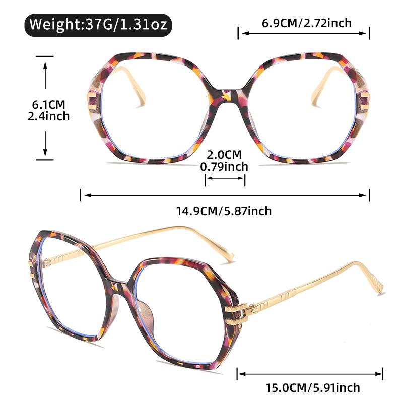 Trendy Geometric Blue Light Blocking Glasses: Black Frame with Gold Temples, Anti-Blue Light Eyewear for Office & Daily Use