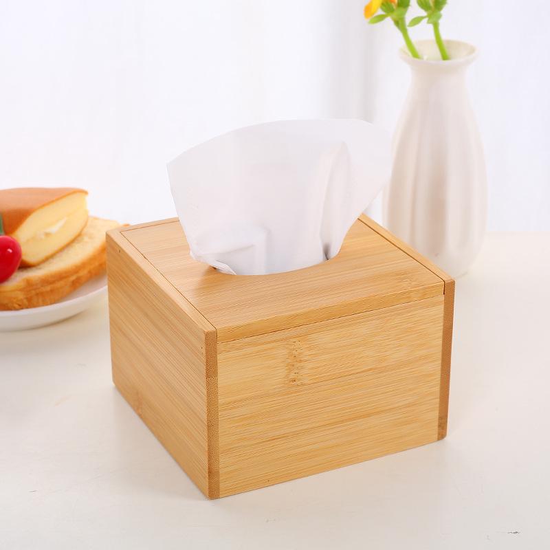 Bamboo Wood Paper Towel Box - Modern Desktop & Car Storage, Creative Bamboo Material, Suitable for Home.