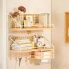 Without Drilling Metal Wood Wall Shelf Multi-Layer Open Grid Floating Wall Shelves Minimalist Style Hanging Organizer Dormitory