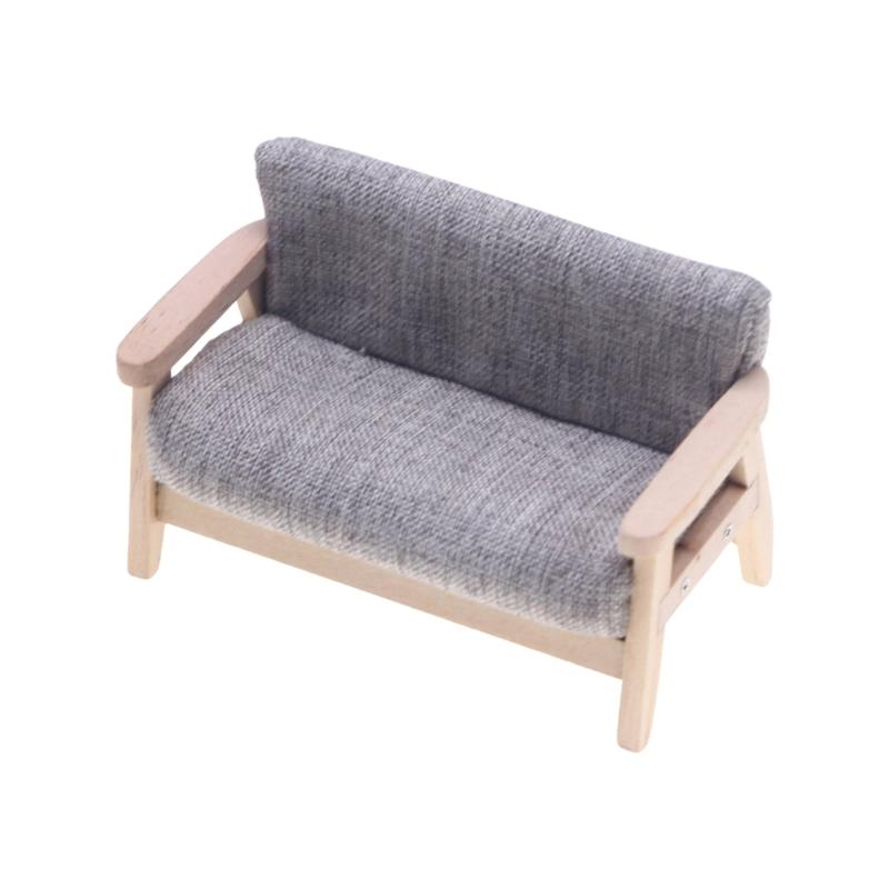 Dollhouses Loveseat Single Sofa Couch Handcrafted Miniature Decors For DIY Toy House Accessories