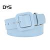 Women Belt Multi Holes Adjustable Length Square Buckle Faux Leather Waistband Jeans Dress Coats Candy Color Belt