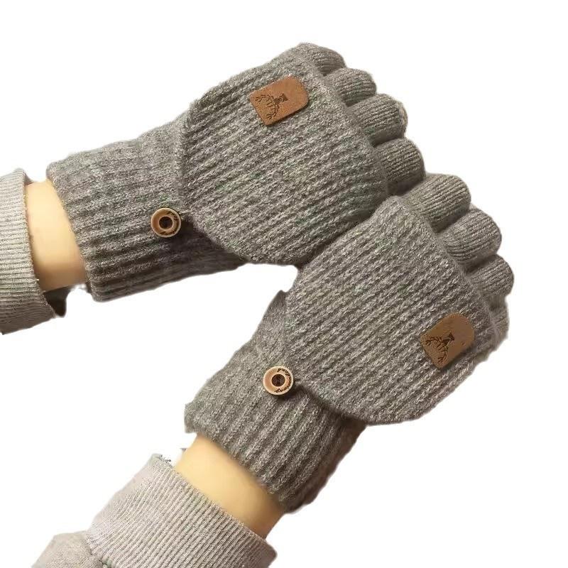 Knitted Fingerless Gloves Winter Thicken Warm Touch Screen Gloves for Men Women Gloves Warm Half Finger Student Gloves