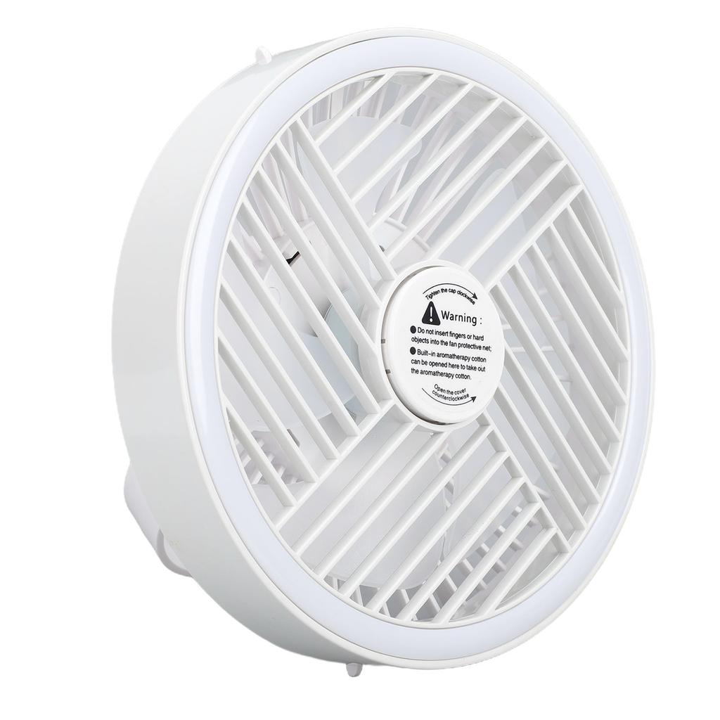 Camping Fan White 3 Speed USB Rechargeable Hanging Desk Fan with Stepless Dimmable Light for Tent Car Tree Branch
