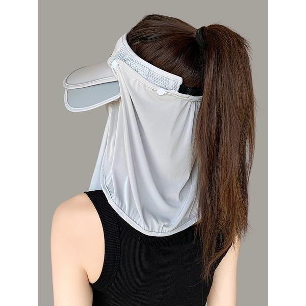 Women's Ice Silk UV Protection Sun Visor Hat, Wide Brim Detachable Face Mask, Summer Cycling Headwear
