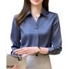 2025 Spring Blue Women's Slimming Long Sleeve Square Neck Shirt