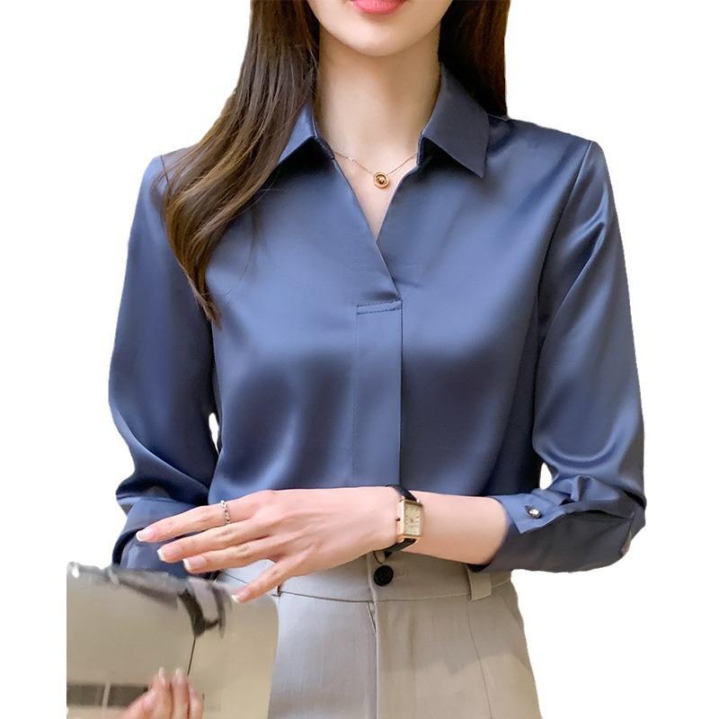 2025 Spring Blue Women's Slimming Long Sleeve Square Neck Shirt
