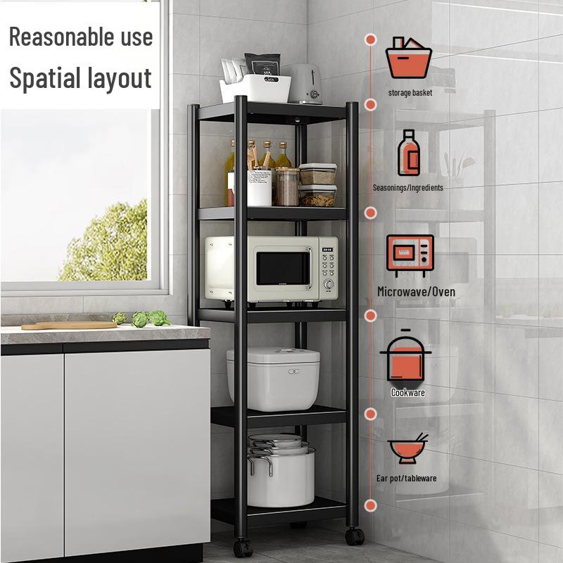 

Багатошарова кухонна полиця для зберігання: Підлогова шафа з тримачем для горщиків та полицею для мікрохвильової печі