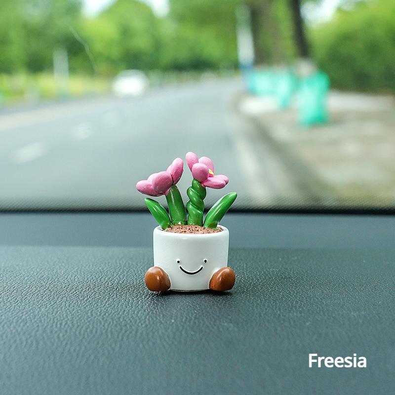 Schattige Bloempot Elf Auto Interieur Middenconsole Hars Decoratie Bureau Ornamenten Auto Decoratie Accessoires Auto Decor