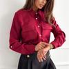 Camicetta da donna tinta unita monopetto manica lunga camicia da donna
