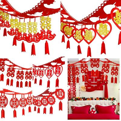 Chinese Style Wedding Decorations DIY Non-woven Wall Ornament Home Decor Traditional Spring Festival