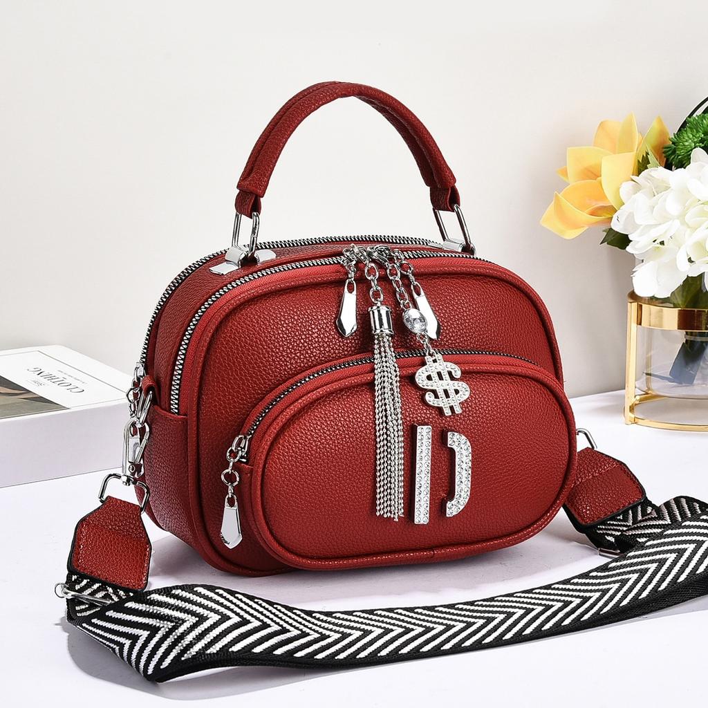 Neue Einfache Pendler-Kleine Quadratische Tasche mit Großer Kapazität Lychee-Narbung Praktische Ein-Schulter Schräg Umhängetasche Trend Damen Tasche