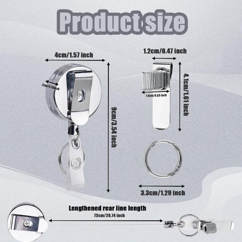 Double Sturdy Stainless Steel Retractable Badge Reel Clip Extended Reach Tool Organizers Convenient for Workplaces