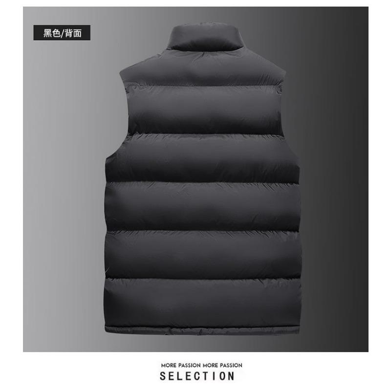 Winter Warm Thick Teen Solid Stand Collar Black Casual Zip Straight Hem Padded Vest