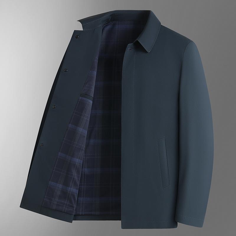 2026 Spring/Autumn Men's Plus Size Business Casual Lapel Jacket - Middle-aged Windbreaker Coat