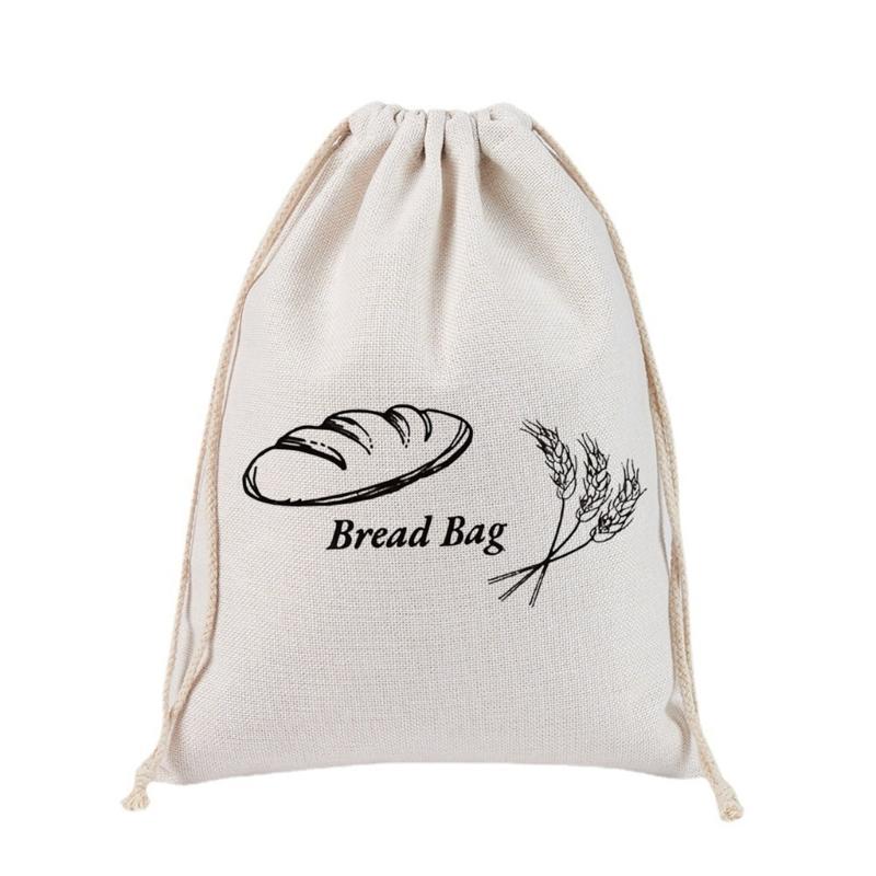  Convenient Linen Drawstring Bread Bag for Easy Storage Durable and Breathable Fabric Pouches Suitable for Bread Fruits