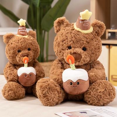 New Birthday Cake Bear Doll Lucky Ornaments Stuffed Toy for Party Favor Living Room Bedroom New Year Gift Anniversary Gifts