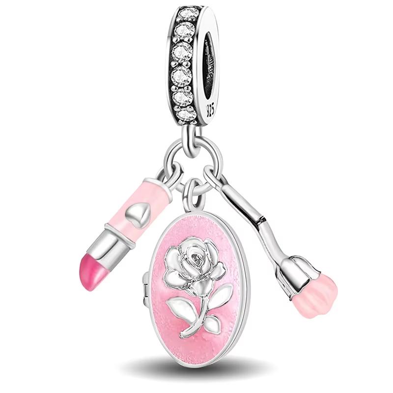 Kupfer Blume Koffer Vierblättriges Kleeblatt Schildkröten Anhänger Perlen Passend für Original Pan Armbänder DIY Echtschmuck Geschenk