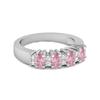 Anel de Casamento Feminino Meia Eternidade Oval CZ Rosa - Prata de Lei 925