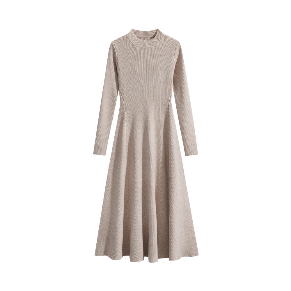 2025 Early Autumn Slim Fit Knit Dress: Women s Round Neck Pullover One Size