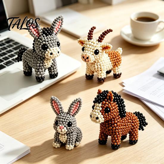 Beading Kit For Beginners Tiny 3D Beaded Animal Kit, Cute DIY with Colorful Beads and Easy Instructions, 4 Designs Handmade Jewelry Art Craft