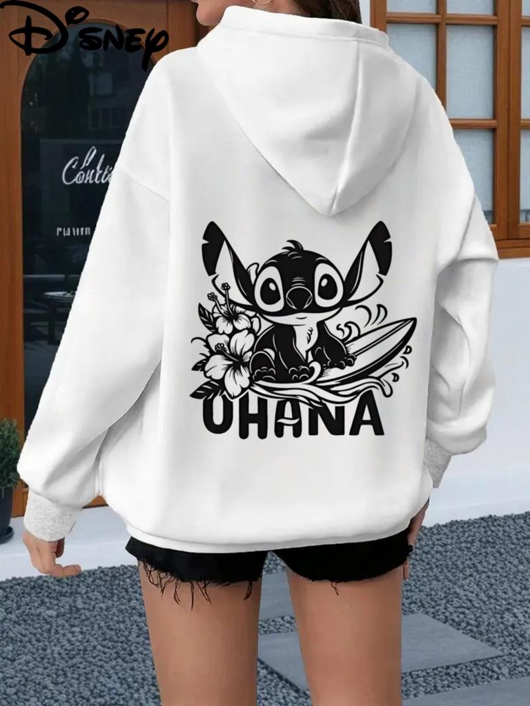Disney Women's Pure Cotton Sweatshirt Hooded Sweatshirt Fashion Casual Pants Unique Print Plus Size Streetwear Hip-Hop Style