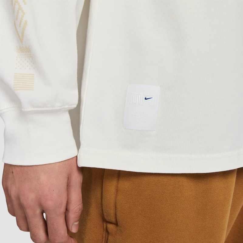 Nike Crew Neck Pullover Long Sleeve T-Shirt With Logo Men Tops Sail-White DZ5220-133
