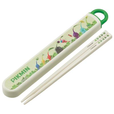 Zestaw Pałeczek i Pojemniczek Pikmin Skater dla Dzieci 16,5 cm - Można myć w zmywarce, Design z suwakiem, Wyprodukowano w Japonii, Akcesorium do Pudełka Śniadaniowego dla Chłopców i Dziewcząt