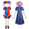 Zirkus Pomni Cosplay Kostüm mit Hut Handschuhe Halloween Kostüme Karnevalskostüme(GRÖSSE 140cm-180cm)