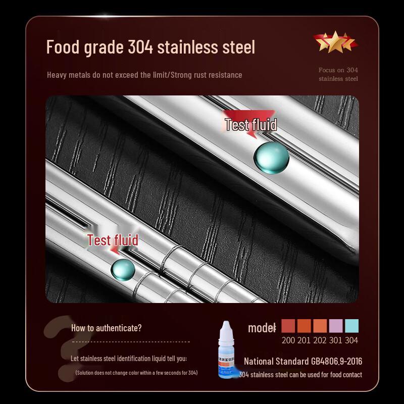 Jidu Long 304 Stainless Steel Chopsticks