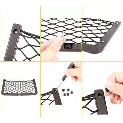 Car Mesh Net Bag Auto Mesh Net Holder Pocket Organizer For Car Seat ABS Framed Elastic Nylon Rope Cargo Net With Screws For