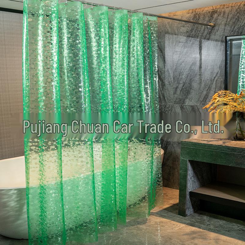 3D Printed PEVA Shower Curtain with Hooks – Thick, Waterproof, Mildew-Resistant Bathroom Partition