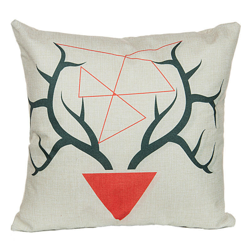 Elk Christmas Deer Cartoon Cartoon Cotton Linen Pillow Car Home Sofa Cushion Creative