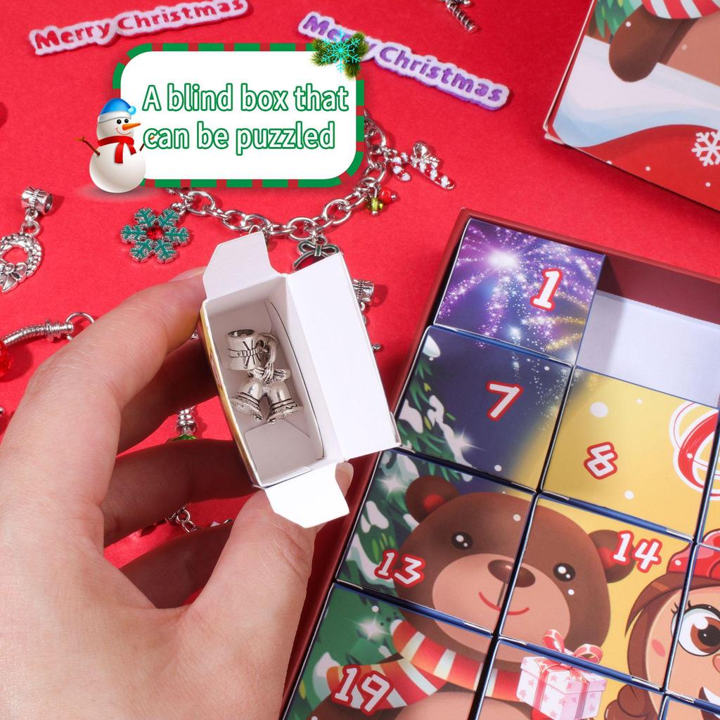 DIY Christmas Snowflake & Santa Puzzle Beaded Bracelet Set for Children & Women