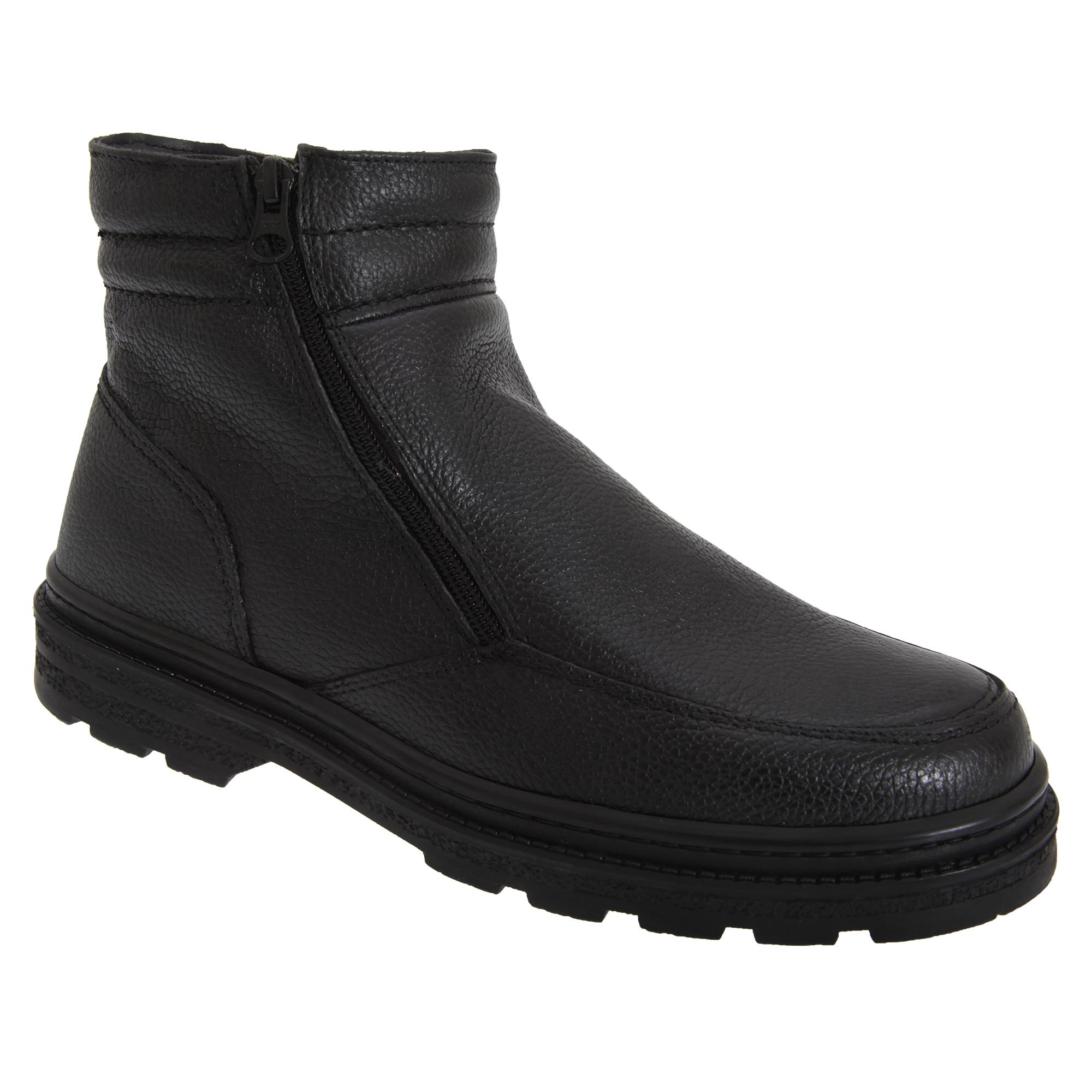 Roamers Mens Twin Zip Faux Fur Thermal Warm Lined Boots 6 UK noir