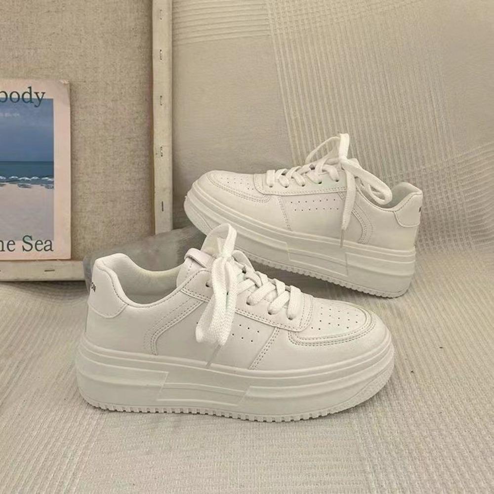 Thick Soled Sponge Cake Shoes Autumn Sports White Shoes