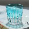 Sky Blue Edo Kiriko Japanese Style Whiskey Glass Tumbler 11 Oz Old Fashioned Glasses Sky Blue Hand Carved  In Gift Box