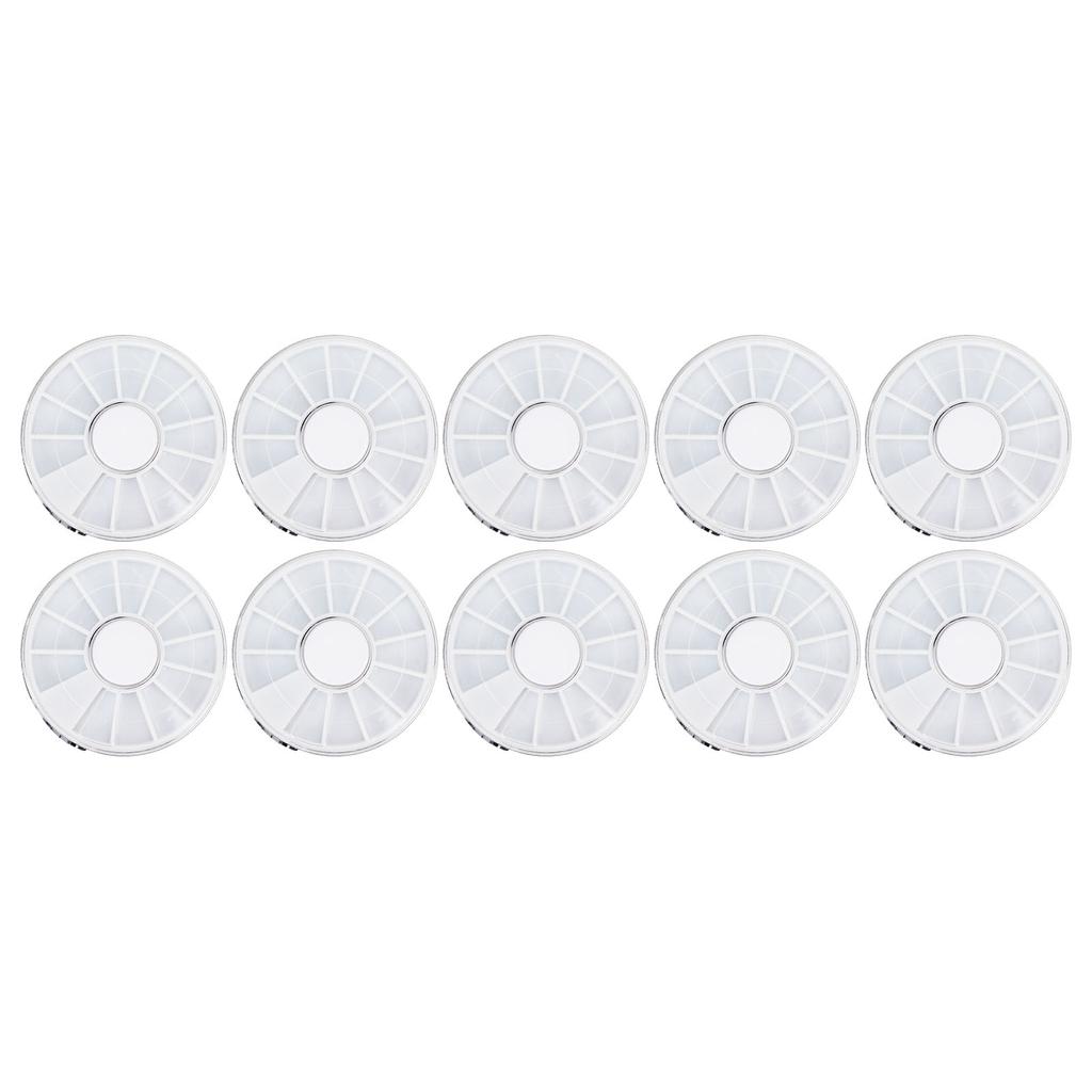10pcs Nail Art Storage Box 12 Grids Round Dustproof Clear Jewelry Organize Container for Beads