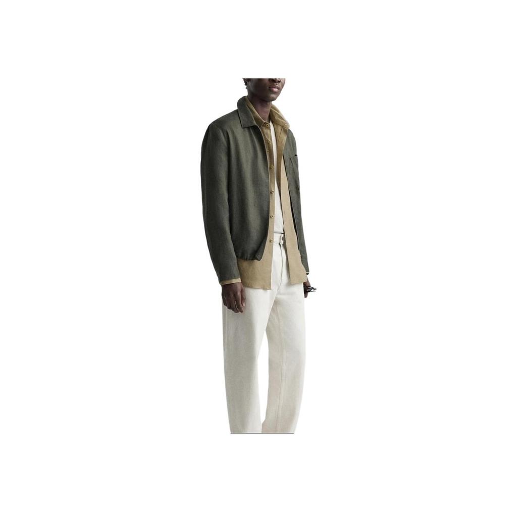 Zara Loose Casual Outdoor Lapel Long Sleeve Jacket Men Jacket Khaki 4410333-505