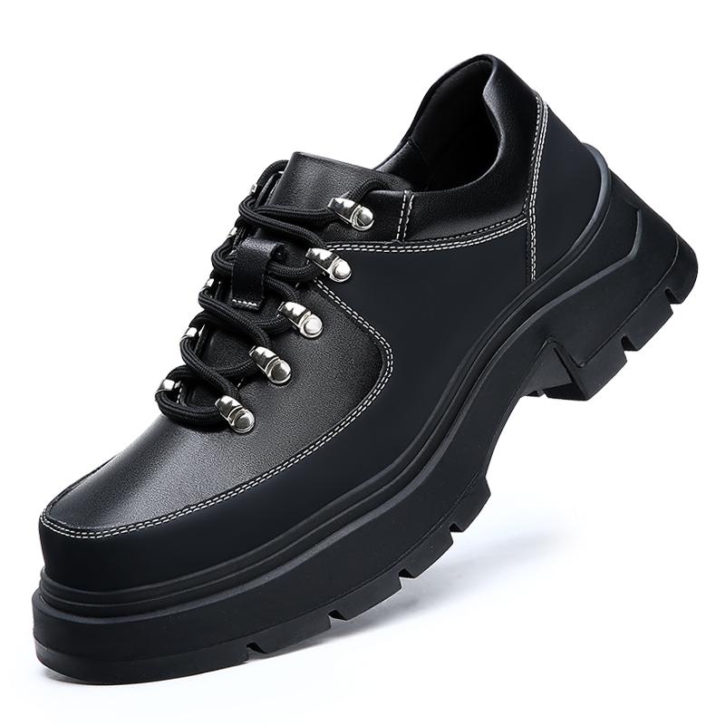 Fashion Luxury Brand Men Genuine Leather Thick Bottom Oxfords Shoes Casual Business Derby Loafers Classic Round Toe Formal Dress Shoes