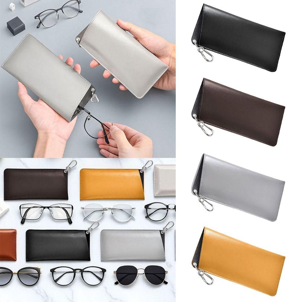 Solid Color Sunglasses Storage Bag with Keyring Hanging Sunglasses  Eyewear Accessories