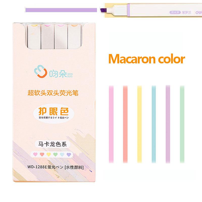 6-teiliges doppelseitiges Textmarker-Set, Kawaii-farbige Manga-Marker, Pastell-Briefpapier, Scrapbooking, Schulbedarf