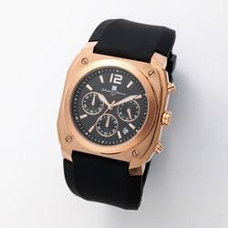 Salvatore Marra Men's Rubber Chronograph Pink Gold/Black SM24109-PGBK Wrist Watch