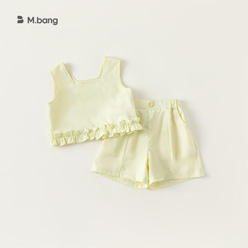 Sommarset för babyflicka utan ärm med spetsdetaljer för småbarn